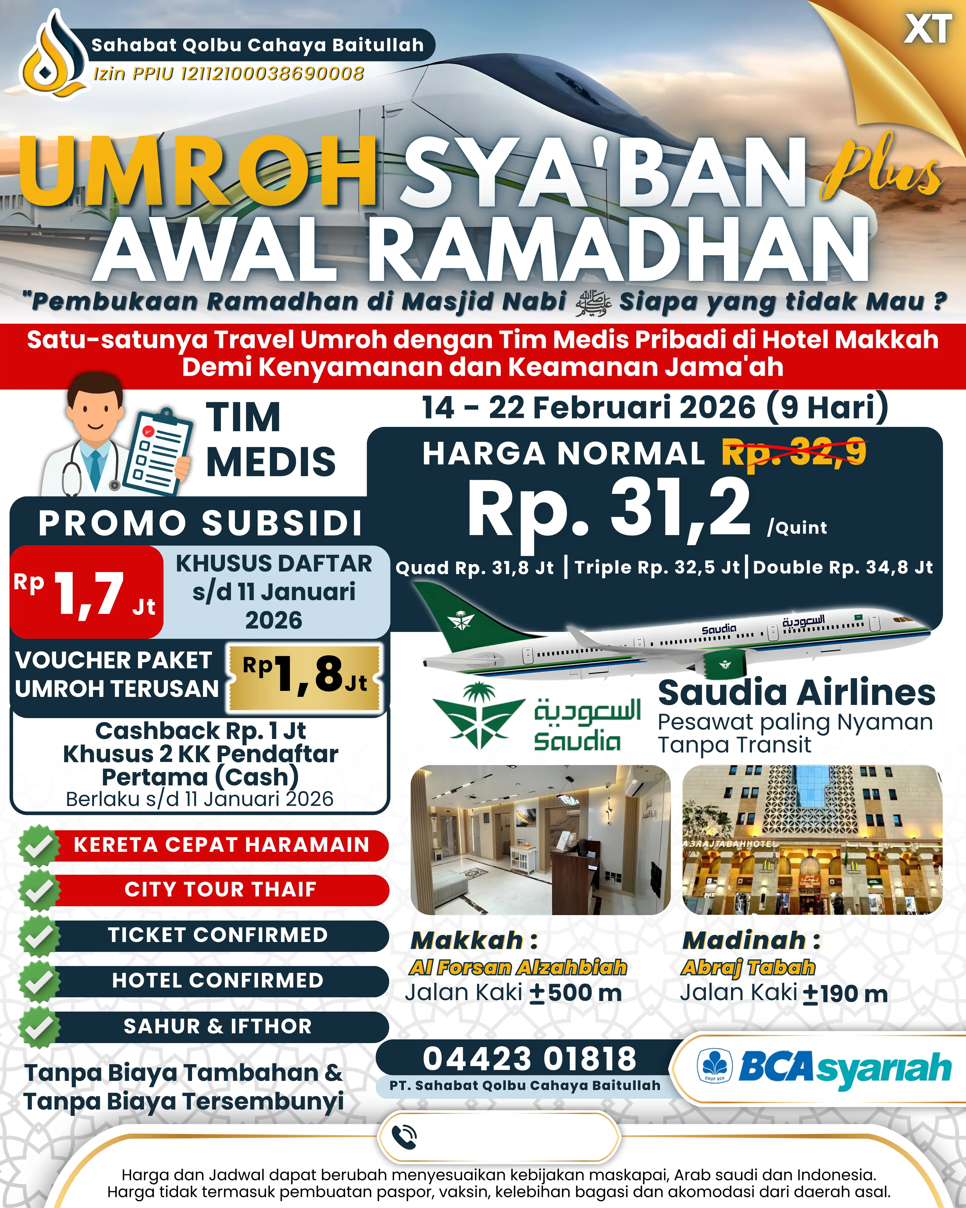 Paket Umroh Sya'ban Plus Awal Ramadhan